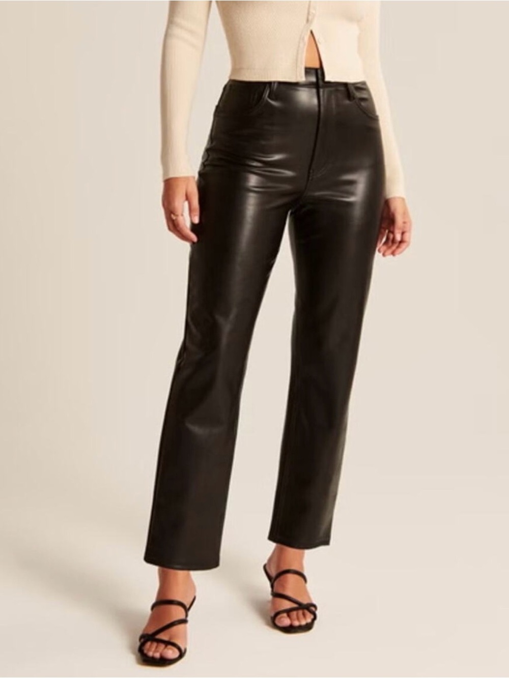 NWOT Abercrombie & Fitch Curve Love Vegan Leather Ankle Straight Pants